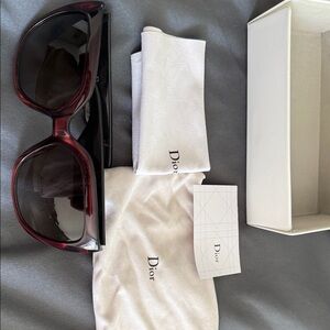 Dior Deep Red Sunglasses with Accessories